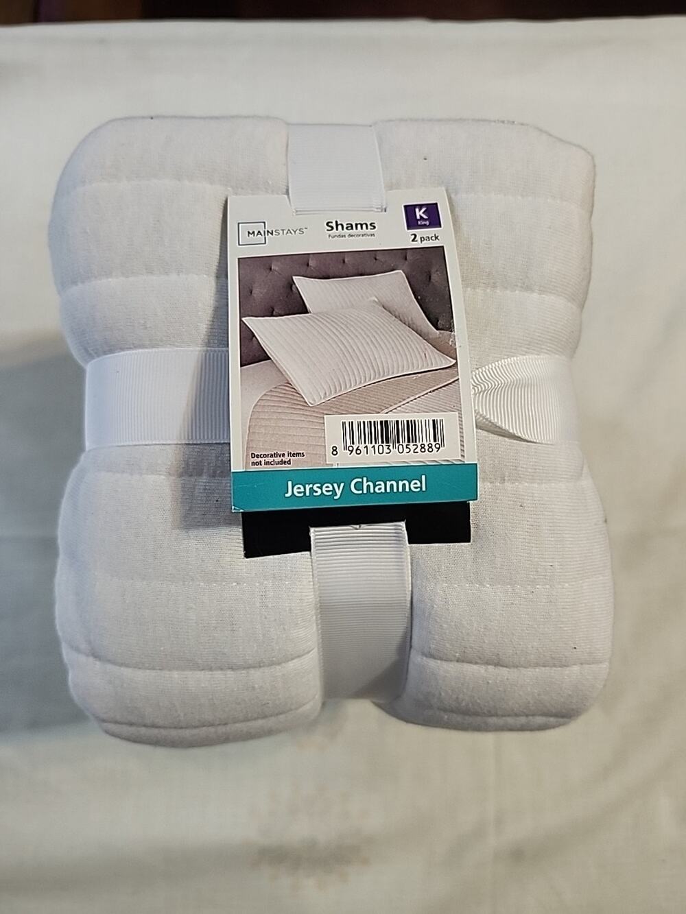 Mainstays Jersey Channel Shams 2 pc King Quilted White